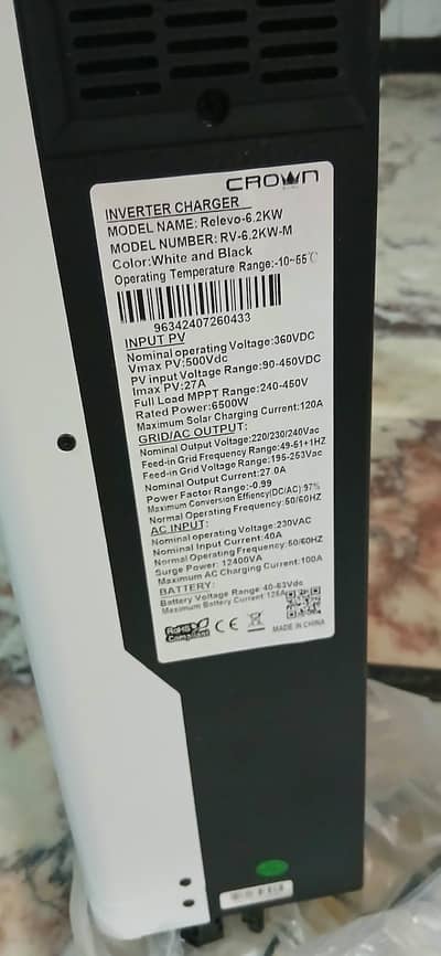 Brand New 6.2kw Hybrid Solar inverter  Crown