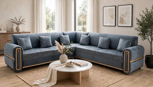 L-Shape Sofa 96 Inch 99,000 - Shazan Factory Lahore - 15 Year Warranty
