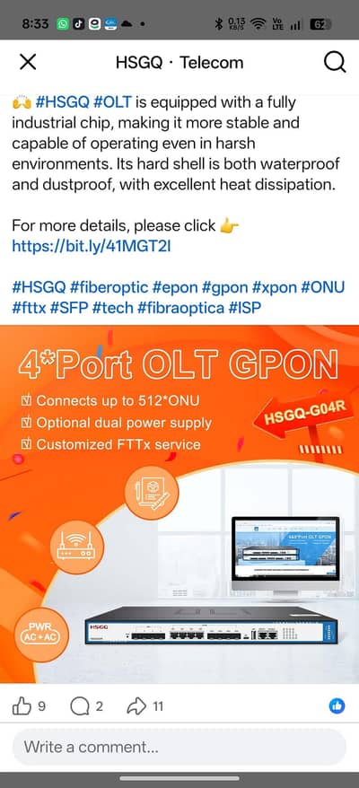 HSGQ GPON 4 Pon OLT