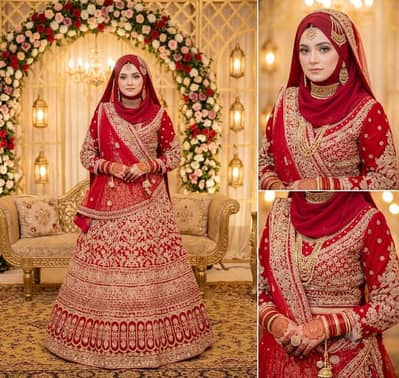 Luxury Bridal Dress for Barat Look | 4 pcs