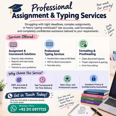 Data Entry, Typing Services And Typed Assignment Services