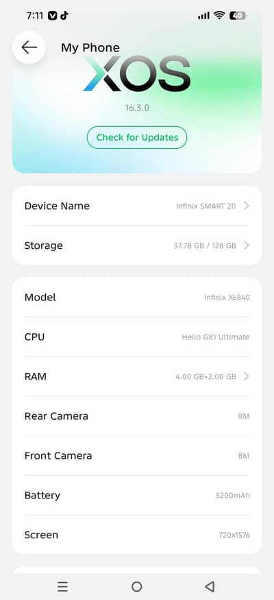 Infinix Smart 20 4/128 - 1 Month Used - 10/10