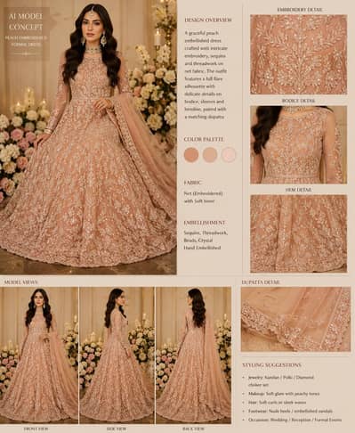 Peach bride dress for walima