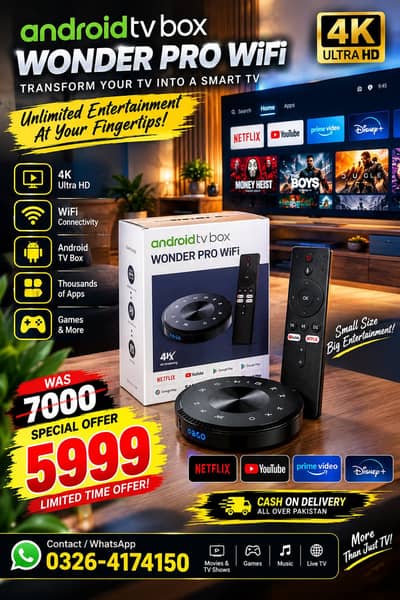 Wonder pro 5 Android TV box with voice remote 8gb/128gb 0326/4174/150