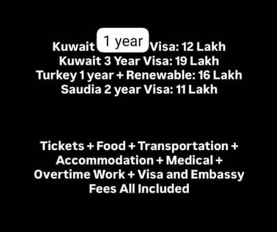 Saudia Kuwait and Turkey Work Visa