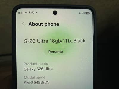 Samsung Mobile S26 Ultra 16/1Tb