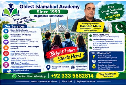 Oldest Islamabad Academy Home Tuition services