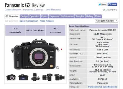 Panasonic Lumix G2 Mirrorless Dslr Camera