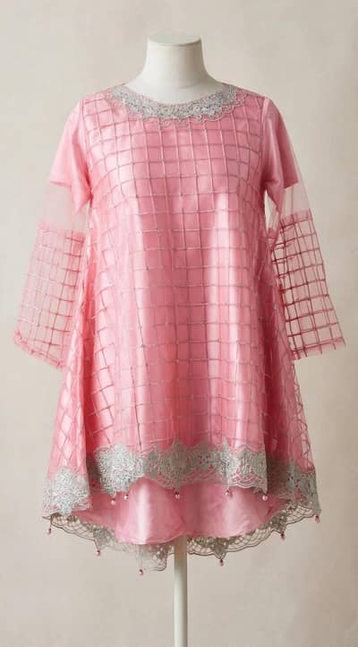 Pink Peach Party Wear 3 Piece - Size M - Excellent Condition - 4000