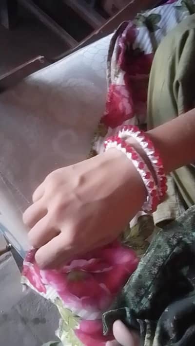 beautiful silver and red bangles