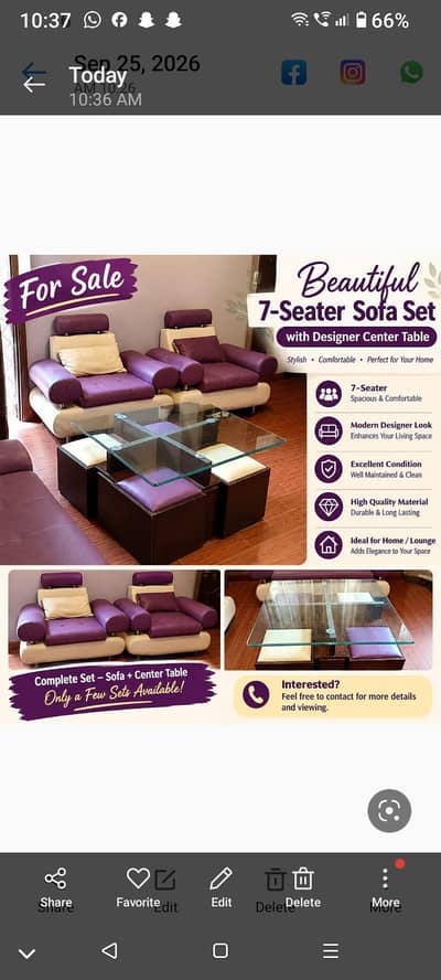 Designer 7-Seater Sofaset with beautiful center table