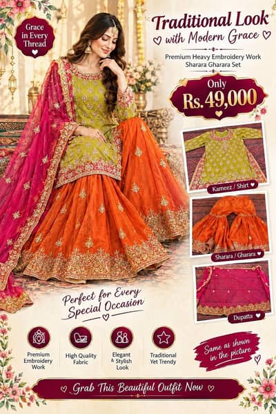 Beautiful heavy Embroidered Lehnga I Party Wear I Wedding Dress