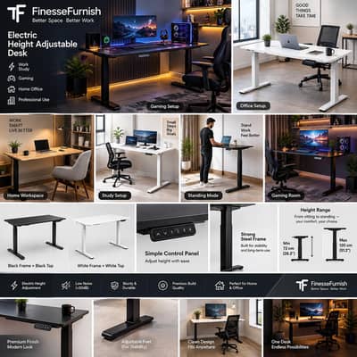 Standing Desk Electric Height Adjustable | Sit Stand Office Table