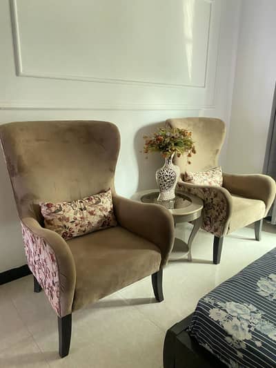 Elegant Velvet Wingback Chairs | Like New