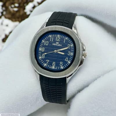 Men's Water Resistant Blue Dial Watch with Stainless Steel Case
