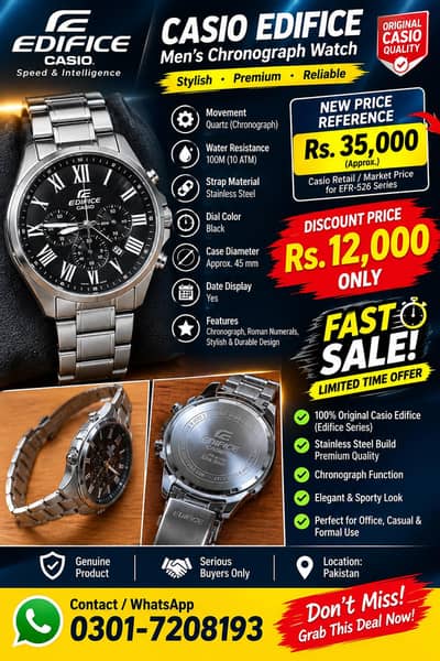Casino Edifice Origional Chrnograph (EFR 526D ) Urgent Sale/Super Disc