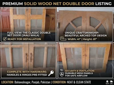 Solid Wood Net/Mesh Double Door (Jaali Wala Darwaza) – 41" x 81"