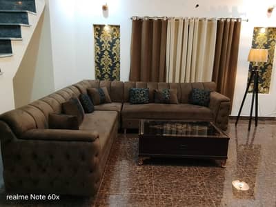 L shaped sofa with table in brand new condition