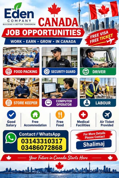 Gulf Jobs Canada visa| Driver, food packing, Mason & Labour Jobs