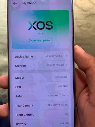 Infinix hot 60 pro plus 8/256 - 10/9.5 Condition - Box Charger - waran