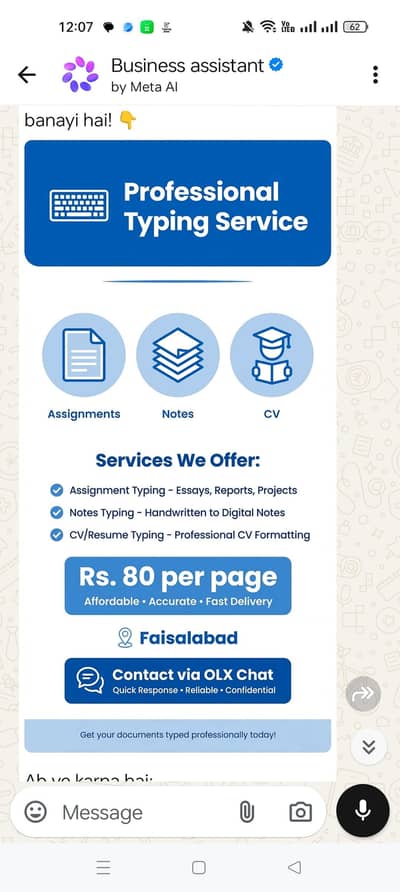 Professional Typing Service - Assignments, Notes, CV - Faisalabad