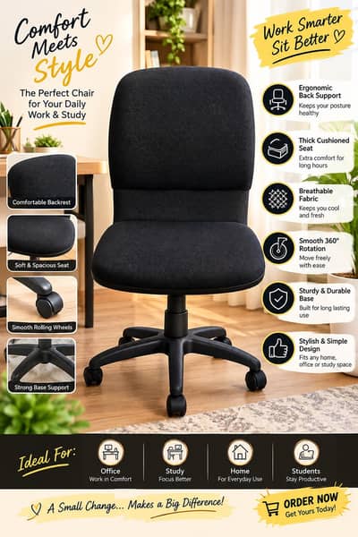 Premium Black Revolving Office Chair