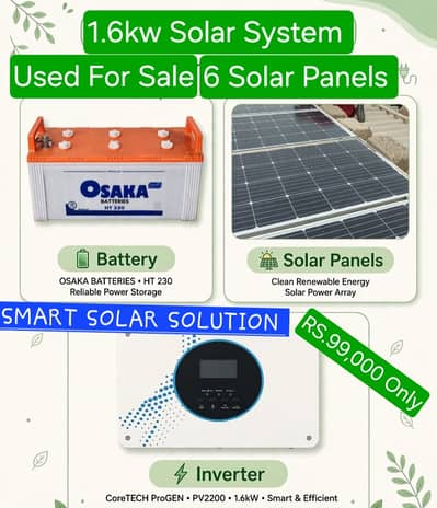 1.6 kw with 6 panels and battry solar system