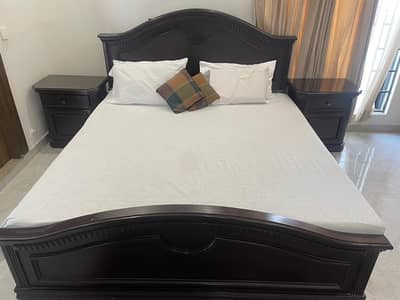 double bed with side tables dressing table and mattress for sale