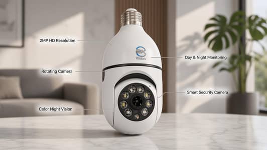 2MP HD Bulb Security Camera | 360° Rotating WiFi CCTV Camera