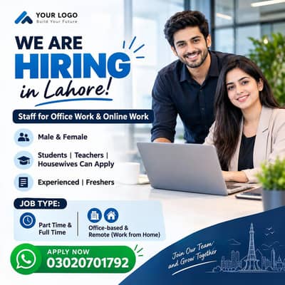 We are hirring for Lahore staff male/ female