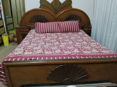 King Size Bed with 2 Side Tables – Without Mattress