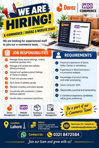 ONLINE STORE / DARAZ STAFF REQUIRED