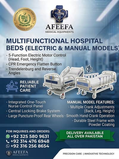 Electric & Manual ICU Bed for Patient | Hospital Beds | Bed
