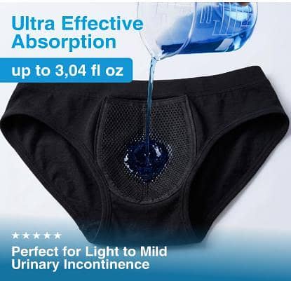 1 PCS Men Incontinence Underwear Washable Reusable Cotton Briefs Leak Free Odor Control R5636
