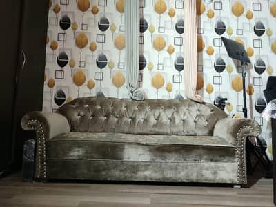 Luxury 5 Seater Sofa Set with table- Premium Velvet Sofa for Sale
