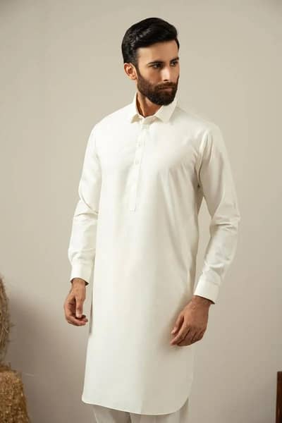 Off white and Black plain wash and wear unstitched cloth affordable