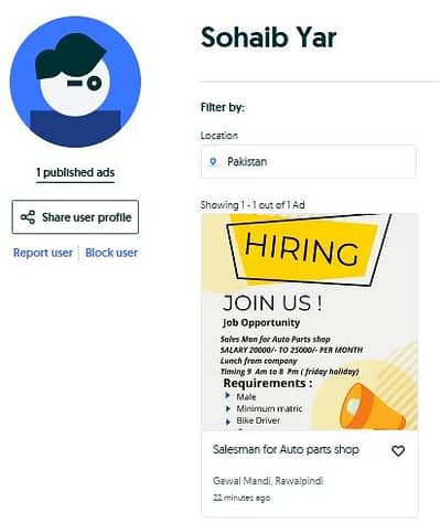 SALESMAN FOR AUTO PARTS SHOP
