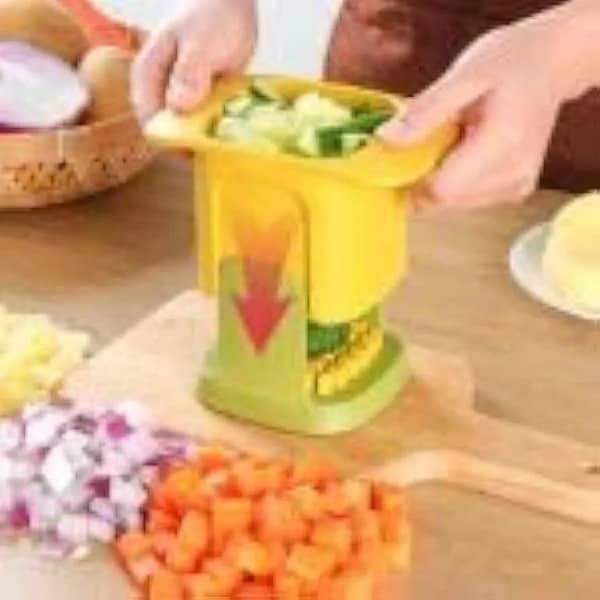 T  2 in 1 Vegetable Chopper Dicing & Slitting, Hand Pressure Vegetable Cutter, Vegetable Chopper Chips Maker Household Hand Pressure Onion Dicer