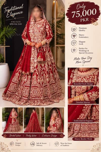 *Beautiful  Bridal Lehenga | Heavy Embroidered Wedding Dress*