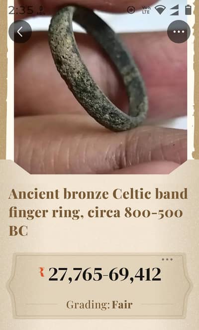 Ancient Bronze Celtic Band Finger Ring, Circa, Iron Age (800-500) BC