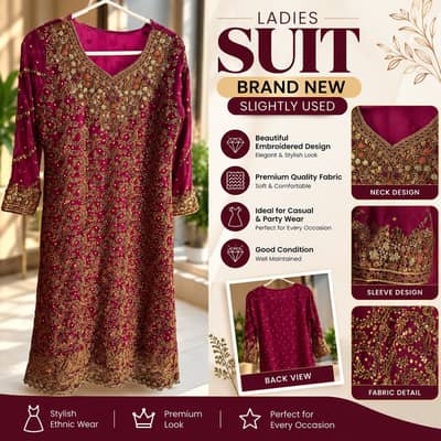 Beautiful Embroidered Ladies Suit | Maroon Fancy Dress | Party Wear