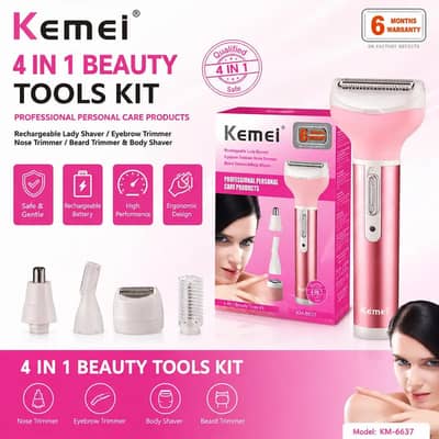 Rechargeable 4-in-1 Lady Shaver & Facial Trimmer