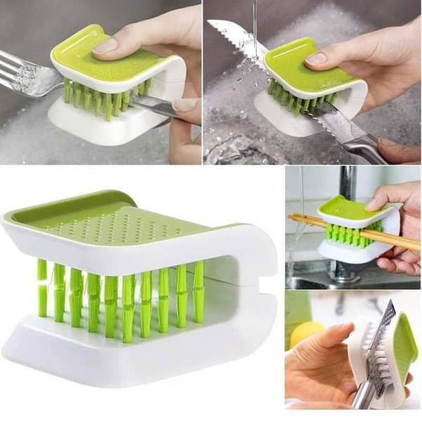 T  BladeBrush Knife and Cutlery Cleaner Brush Bristle Scrub Kitchen Washing Non-Slip