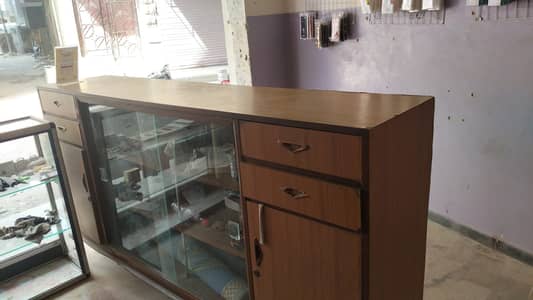 Wooden Display Counter / Cabinet with Glass Doors