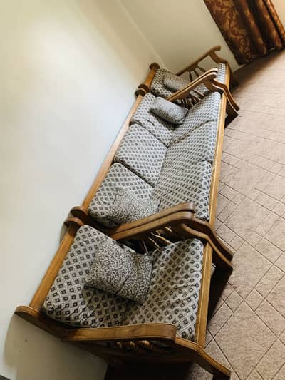 Premium Oak Wood Sofa Set - 5 Seater