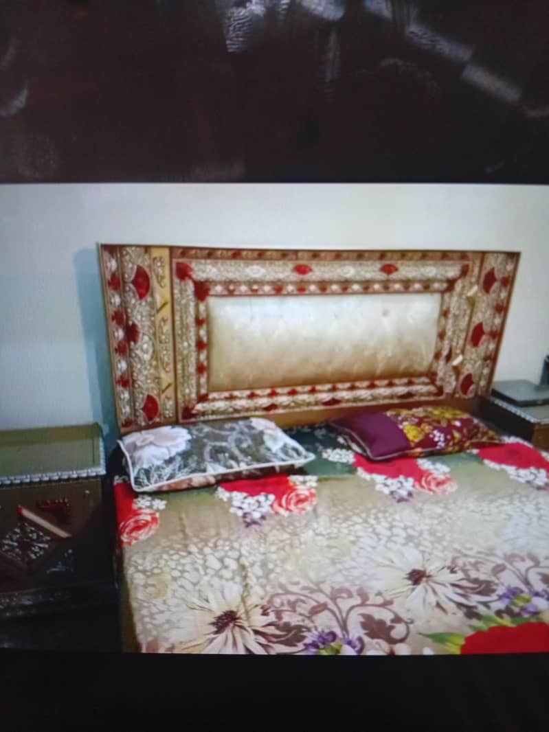 Double bed with dressing table side tables. 2