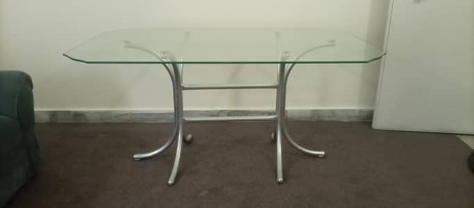 Dining Table (Glass With Chrome Finishing)