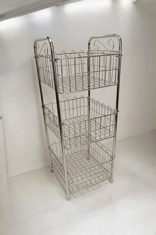 Modern 3-Tier Chrome Kitchen Organizer Rack for Fruit and Vegetables