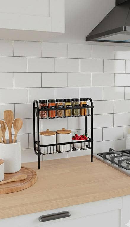 2 & 3 Tier Kitchen Spice Rack Organizer – Wall Mounted Metal Masala Rack | Multipurpose Storage Shelf