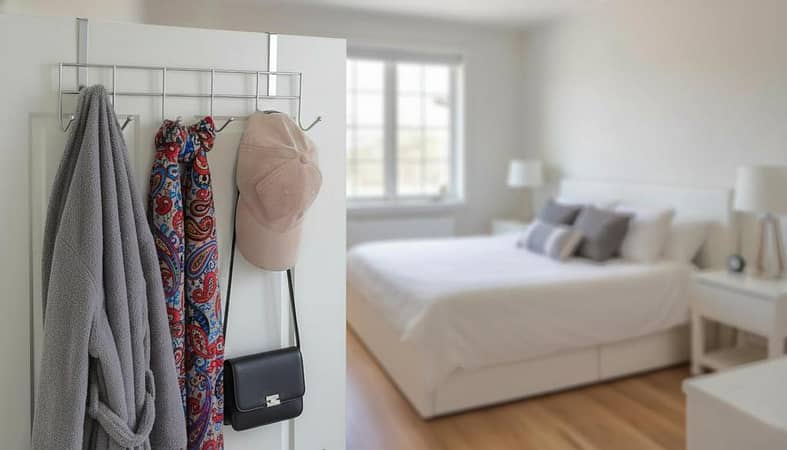 5 or 6 Hook Over-the-Door Rack for Room and Washroom – Heavy-Duty Metal Organizer